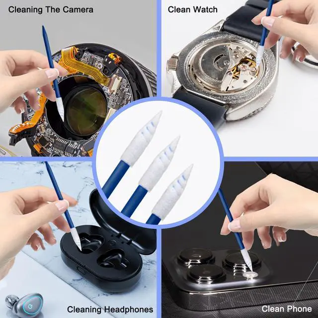 Alt view image 4 of 7 - Electronics Cleaning swabs,Sponge tip Detail swabs, lint-Free Foam Swab (200pcs Navy Blue)