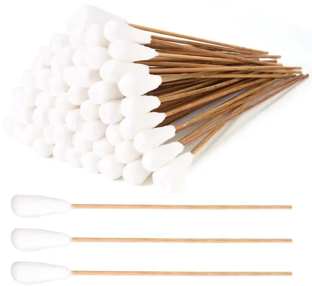 Main image of Long Cotton Swabs 10 Inch, 100pcs Cotton Tipped Applicators with Large 1/2 Inch Diameter Swab for Cleaning - Non-sterile