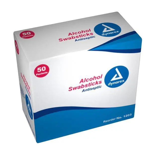 Alt view image 2 of 3 - Alcohol Swabsticks, Medical-Grade and Sanitizing, Saturated with 70% Isopropyl Alcohol, 3.5 Inches, 1 Swabstick per Packet, Box of 50 Packets