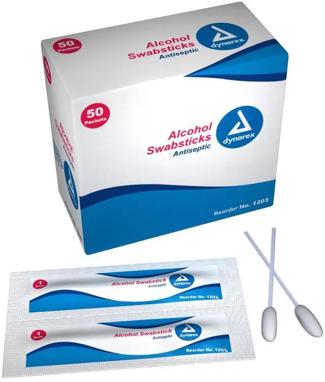 Main image of Alcohol Swabsticks, Medical-Grade and Sanitizing, Saturated with 70% Isopropyl Alcohol, 3.5 Inches, 1 Swabstick per Packet, Box of 50 Packets