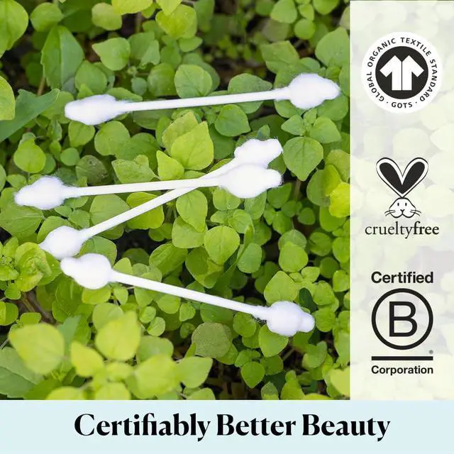 Alt view image 2 of 7 - Organic Baby Cotton Swabs 60ct, Baby Safe Tips, Chlorine-Free