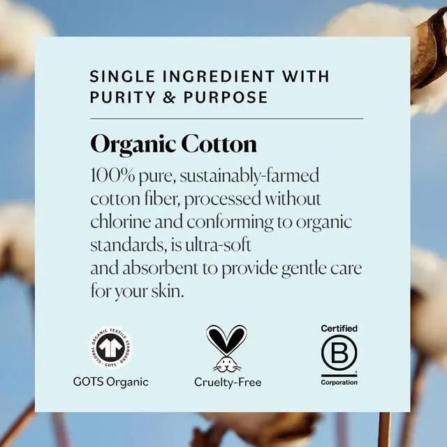 Alt view image 7 of 7 - Organic Baby Cotton Swabs 60ct, Baby Safe Tips, Chlorine-Free