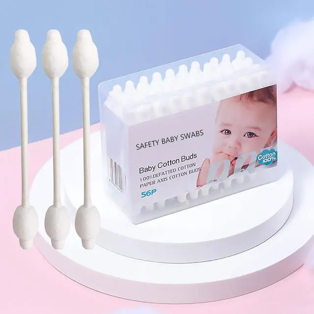 Main image of Kids Safety Cotton Swabs with Large Tips for Newborn, Babies,Infants, Kids, Children Baby Cotton Buds with Paper Stick (4 Packs 224 Pcs Total)