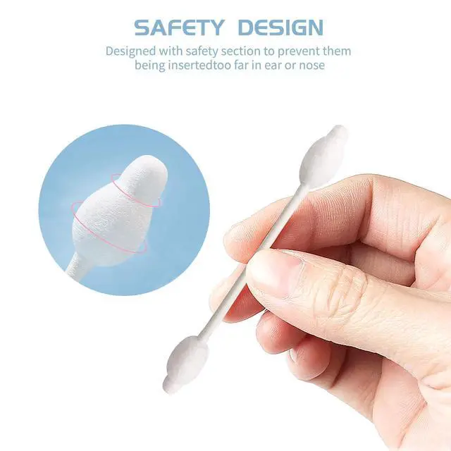 Alt view image 2 of 6 - Kids Safety Cotton Swabs with Large Tips for Newborn, Babies,Infants, Kids, Children Baby Cotton Buds with Paper Stick (4 Packs 224 Pcs Total)