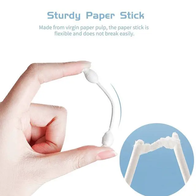 Alt view image 3 of 6 - Kids Safety Cotton Swabs with Large Tips for Newborn, Babies,Infants, Kids, Children Baby Cotton Buds with Paper Stick (4 Packs 224 Pcs Total)