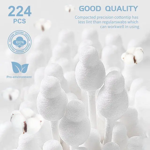 Alt view image 4 of 6 - Kids Safety Cotton Swabs with Large Tips for Newborn, Babies,Infants, Kids, Children Baby Cotton Buds with Paper Stick (4 Packs 224 Pcs Total)