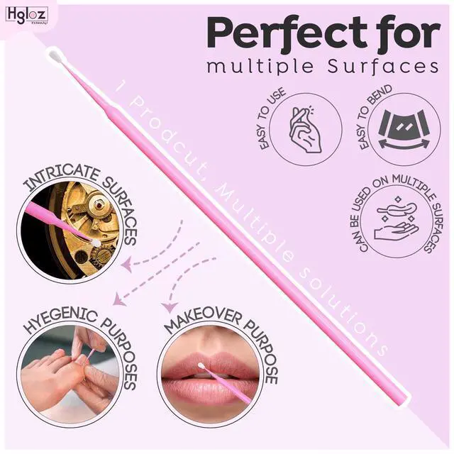 Alt view image 2 of 7 - Microswabs for Eyelash Extensions Pack of 500 in Pink 2mm Soft Micro Applicator Brush with Microfiber Wands Suitable for Cleaning and Applying Make-up