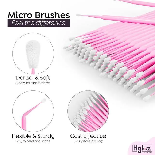 Alt view image 3 of 7 - Microswabs for Eyelash Extensions Pack of 500 in Pink 2mm Soft Micro Applicator Brush with Microfiber Wands Suitable for Cleaning and Applying Make-up