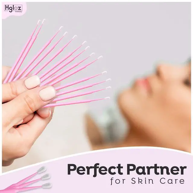 Alt view image 7 of 7 - Microswabs for Eyelash Extensions Pack of 500 in Pink 2mm Soft Micro Applicator Brush with Microfiber Wands Suitable for Cleaning and Applying Make-up