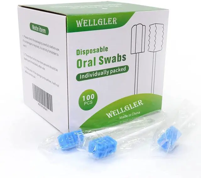 Main image of Oral Care Swabs Disposable- Blue 100 Counts