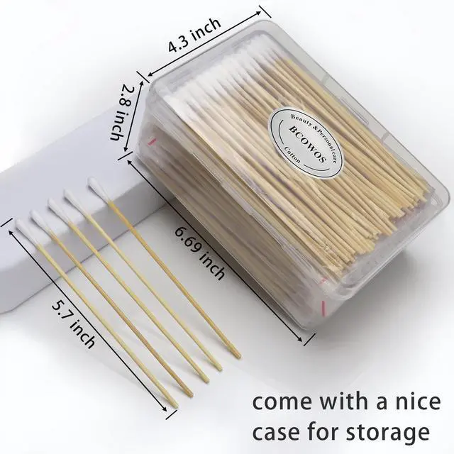 Alt view image 4 of 7 - 6" Long Cotton Swabs in Storage Box, Sturdy Bamboo Handle, 500 Count