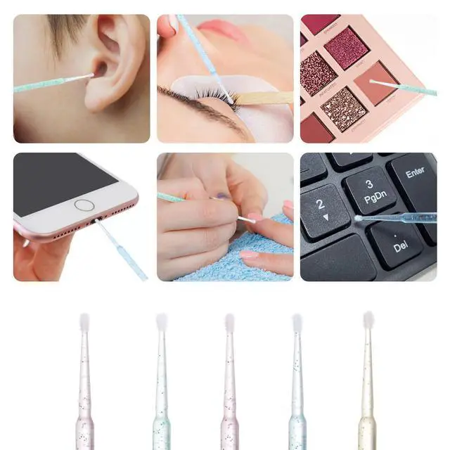 Alt view image 6 of 7 - 1000 Pcs Crystal Microbrushes Applicators Disposable Microswabs for Eyelash Extensions Micro Wands Spoolie 5 Color