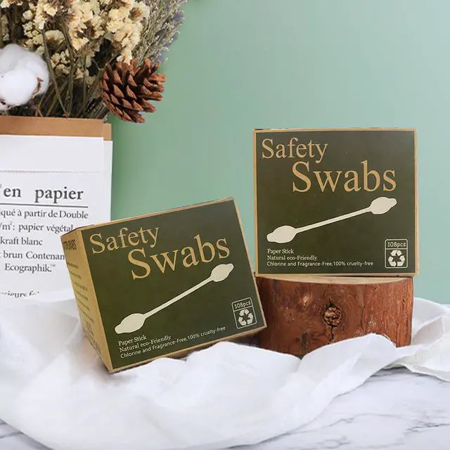 Alt view image 2 of 6 - Safety Cotton Swabs with Large Tip 216PCS,Baby Cotton Buds With Natural Paper Stick For Newborn,Kids