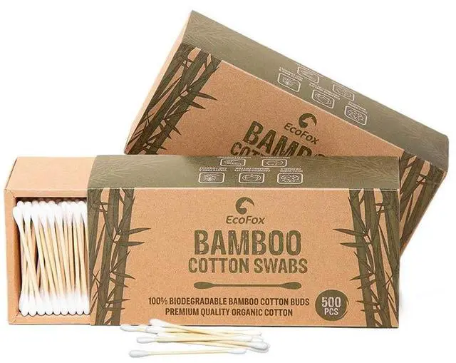 Main image of Bamboo Cotton Swabs 1000 Count | Eco-Friendly & Pure Cotton Buds | Double Tipped Sticks | 100% Plant-Based & Natural | Perfect for Makeup & Nail Applications, Arts & Crafts, Removing Dust & Dirt