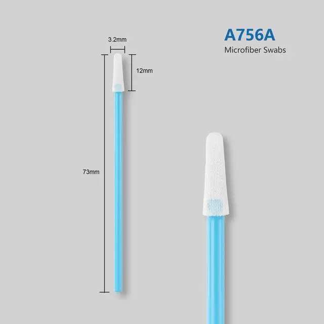 Alt view image 2 of 7 - Polyester Swabs Pointed Tips Microfiber (200 pcs, 73mm/2.9" Length, 3.2mm/0.12" Head Width, Blue) Multi-Purpose Precision Swabs for Inkjet Printers, PCB, Crafts, etc.