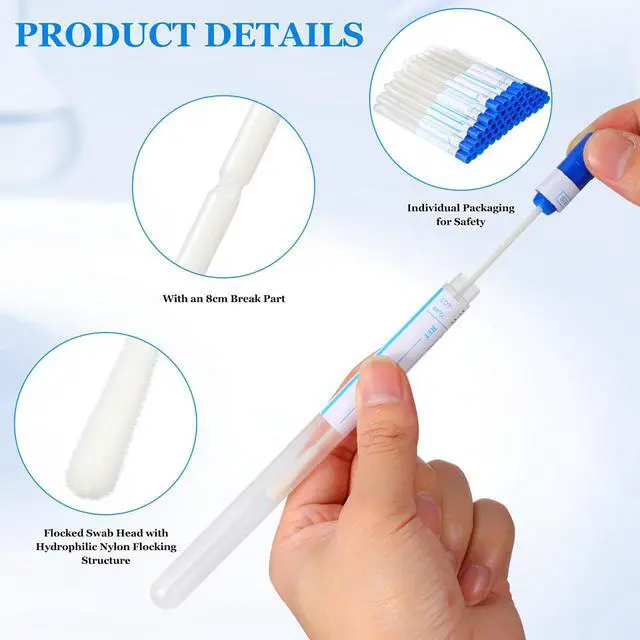 Alt view image 3 of 7 - Oral Inspection Swab Oropharyngeal Sample Collection Swabs 50 Sets of Portable Pharynx Swabs Multi-Function Throat Swabs Sampling Swabs Nasopharyngeal Swab Cleaning Swabs Random Color