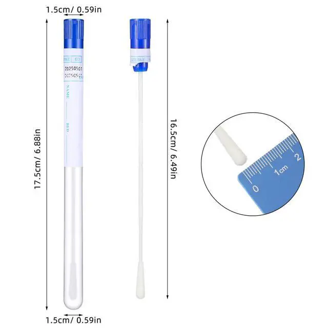 Alt view image 2 of 7 - Oral Inspection Swab Oropharyngeal Sample Collection Swabs 50 Sets of Portable Pharynx Swabs Multi-Function Throat Swabs Sampling Swabs Nasopharyngeal Swab Cleaning Swabs Random Color