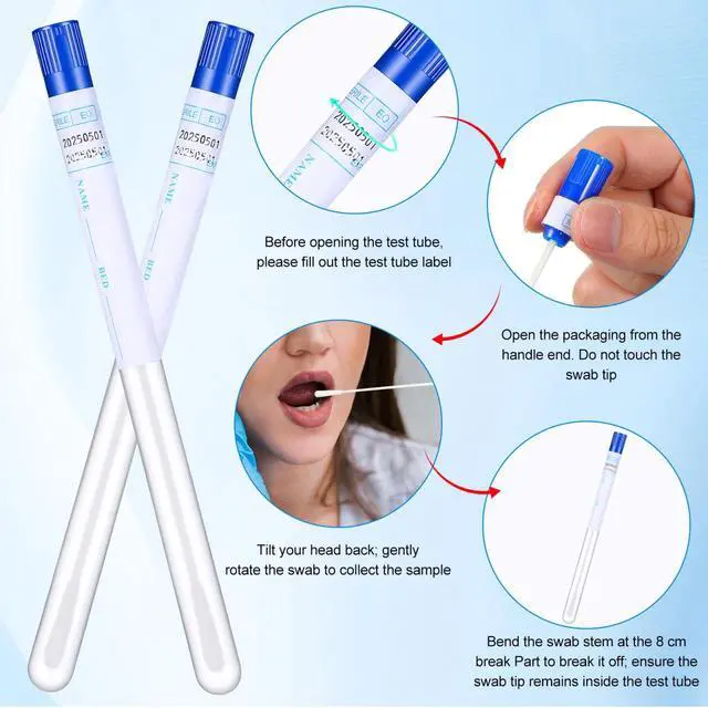 Alt view image 5 of 7 - Oral Inspection Swab Oropharyngeal Sample Collection Swabs 50 Sets of Portable Pharynx Swabs Multi-Function Throat Swabs Sampling Swabs Nasopharyngeal Swab Cleaning Swabs Random Color