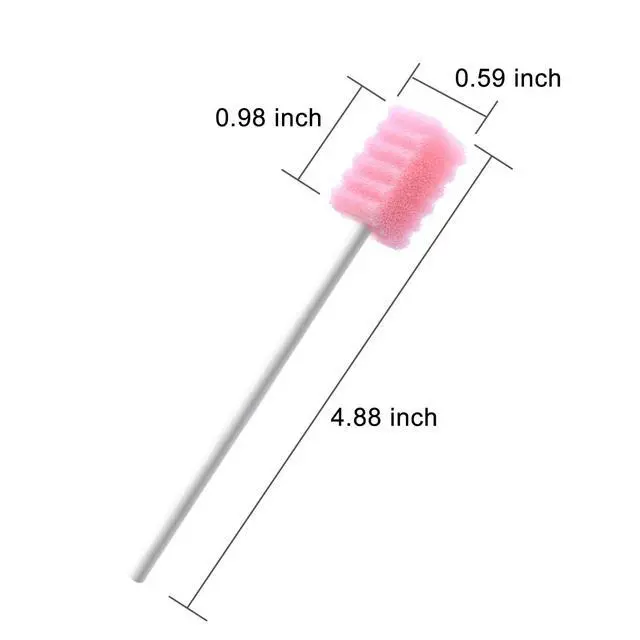 Alt view image 2 of 7 - 100 Pcs Mouth Swabs for Elderly, Individually Wrapped Oral Care Swabs, Unflavored Disposable Dental Swabsticks for Mouth Cleaning, Sawtooth-Shaped Pink Sponge