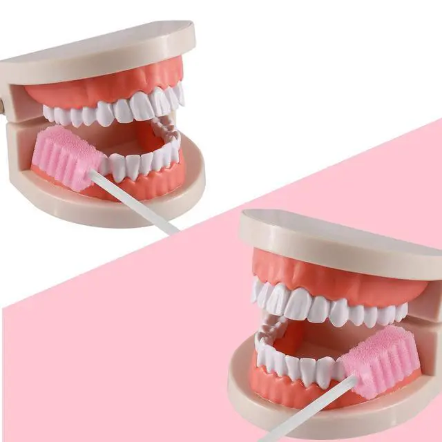 Alt view image 5 of 7 - 100 Pcs Mouth Swabs for Elderly, Individually Wrapped Oral Care Swabs, Unflavored Disposable Dental Swabsticks for Mouth Cleaning, Sawtooth-Shaped Pink Sponge