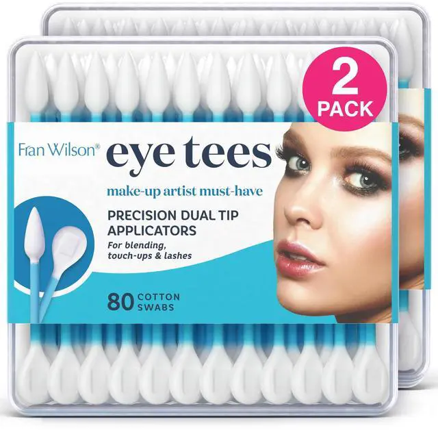 Main image of EYE TEES COTTON TIPS 80 Count (2 PACK) - Precision Makeup Applicator, Double-sided Swabs with Pointed and Rounded Ends for Perfect Blending, Effective Cleaning and Precise Touch-ups