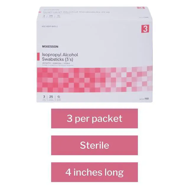 Alt view image 4 of 7 - Isopropyl Alcohol Swabsticks Sterile, 3 Per Packs, 75 Swabs