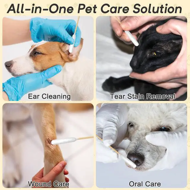 Alt view image 5 of 7 - 100 Extra Large Dog Ear Swabs, 6-Inch Bamboo Handle for Grooming Care