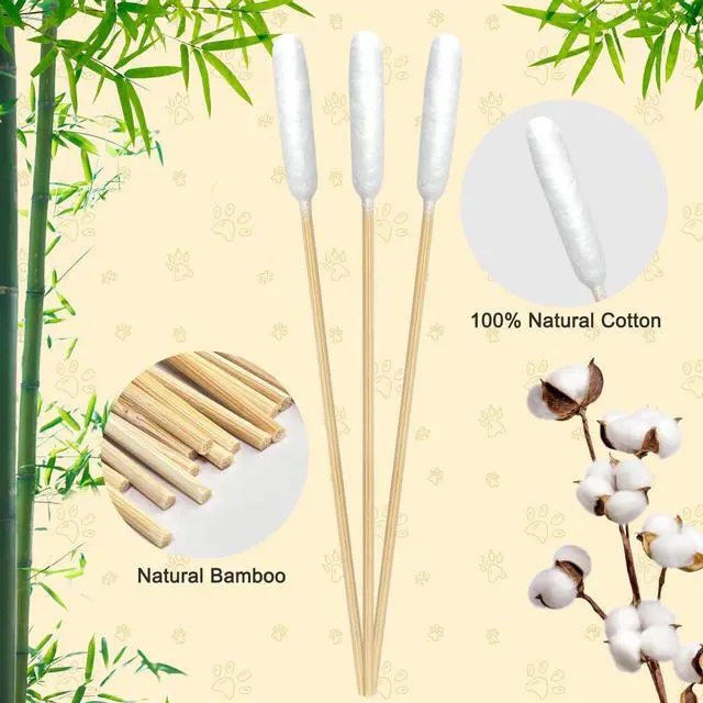 Alt view image 6 of 7 - 100 Extra Large Dog Ear Swabs, 6-Inch Bamboo Handle for Grooming Care