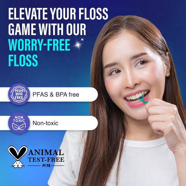 Alt view image 7 of 7 - Fresh Floss Dental Picks - Non- Shred Thread with Angled Pick for Effective Plaque Removal - Dentist Recommened - Travel Friendly for Adults & Kids - 60 Pack