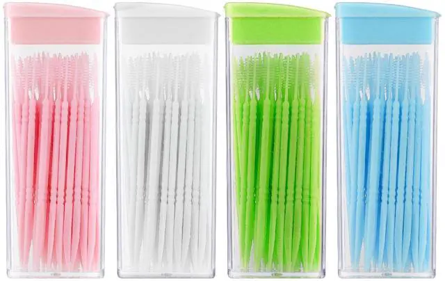 Main image of 200Pcs Double Head 50pcs/Box Plastic Toothpick Double-Head Dental Toothpicks Dental Floss Interdental Toothpick Brush Teeth Stick