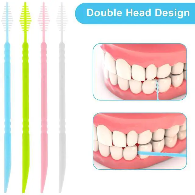 Alt view image 4 of 7 - 200Pcs Double Head 50pcs/Box Plastic Toothpick Double-Head Dental Toothpicks Dental Floss Interdental Toothpick Brush Teeth Stick