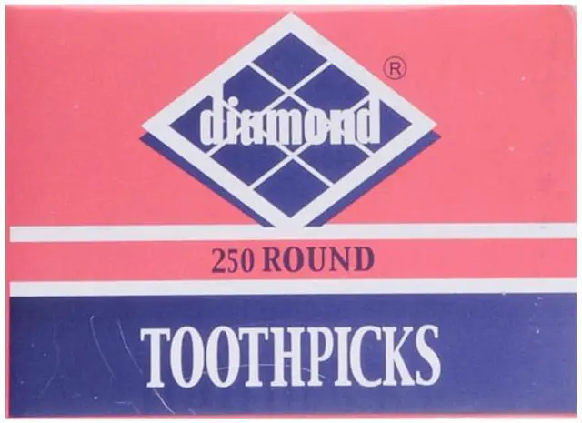 Main image of Diamond Toothpicks, Round Natural Wooden Bamboo Tooth Picks For Teeth, Appetizers and Cocktail 2pack ( 250 Count )