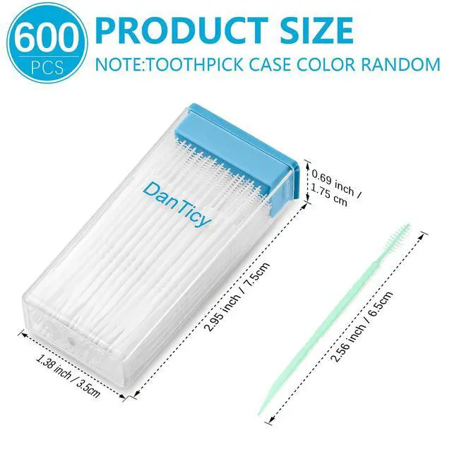 Alt view image 2 of 7 - Brushpicks Interdental Toothpicks,Soft Bristle Dental Floss Picks Toothpicks,Helps Removes Plaque and Debris Between Your Teeth 600PCS (Pack of 5) Mint