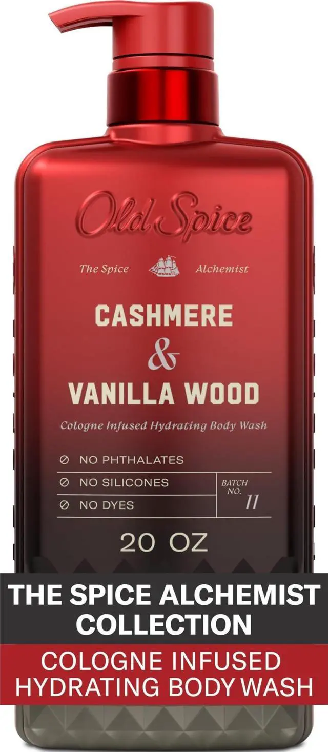 Main image of Body Wash for Men, The Spice Alchemist Collection, 24/7 Cologne Infused Hydration, No Trade Off Formula, Free of Phthalates Silicones & Dyes, Cashmere + Vanilla Wood Scent, 20 oz
