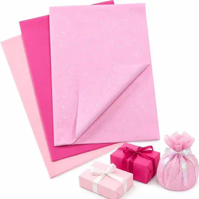 Main image of 120 Sheets Pink Tissue Paper Set, 20 X 14 Inches, 3 Assorted Shades