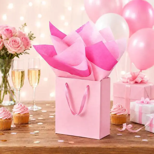 Alt view image 5 of 6 - 120 Sheets Pink Tissue Paper Set, 20 X 14 Inches, 3 Assorted Shades