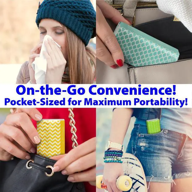 Alt view image 3 of 7 - Travel Tissue Packs 24 Compact 3-Ply Packs (216 Total), Soft Chlorine-Free Facial Tissues for Purse, Car, or School, Gentle & Durable, Non-Bleach, Stylish Geometric Design