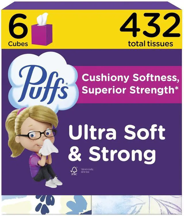 Main image of Ultra Soft Facial Tissuess, Mega Cube, 72 Facial Tissues Per Box, 6 Count