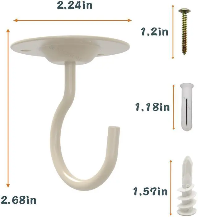 Alt view image 5 of 7 - Heavy Duty Plant Ceiling Hooks, White, 3 Pack