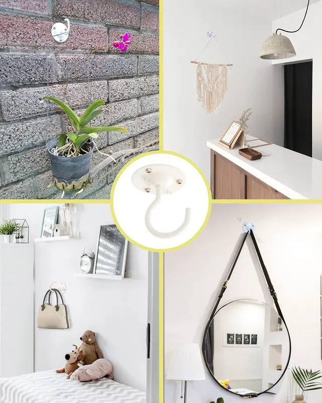 Alt view image 7 of 7 - Heavy Duty Plant Ceiling Hooks, White, 3 Pack