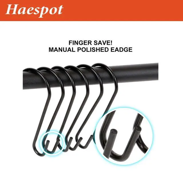 Alt view image 3 of 5 - S Hooks for Hanging 2.5in 32PCS, Black Hanging Hooks, Hanging Pot Hooks, Metal Hooks, Hooks for Hanging Plants, S Shaped Hooks for Kitchenware Pots Utensils Clothes Bags Towels Plants