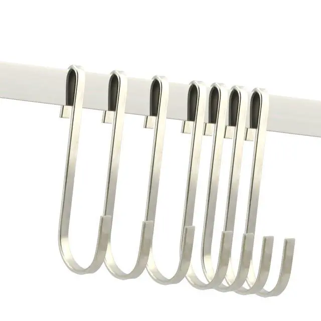 Alt view image 4 of 4 - Flat Style Premium Stainless Steel S Hook Cookware Universal Pot Rack Hooks Sturdy Hanging Hooks - Multiple uses for Kitchenware, Pots, Utensils, Plants, Towels - Set of 10