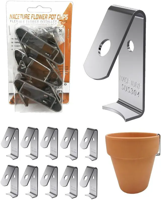 Main image of Heavy Duty Stainless Steel Flower Pot Clips, 12 Pack