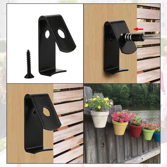 Alt view image 4 of 6 - Pack of 6 Flower Pot Clips Terracotta Pots Hangers Iron Pot Hanger Wall Hooks with Screws Holds Standard 5 to 8 inch Wall Clay Pots, Hanging on Tree Wall for Outdoor Garden Patio Plant Display