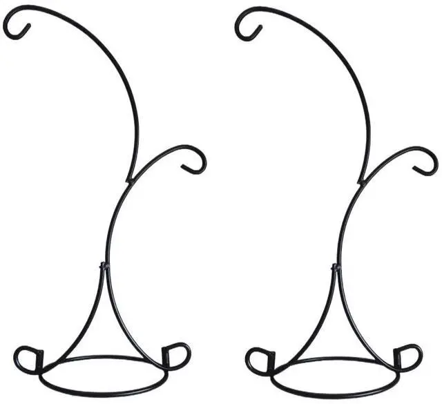 Main image of Ornament Display Stand Iron Pothook Stand for Hanging Glass Terrarium/Picture (Double-Hook, Black)