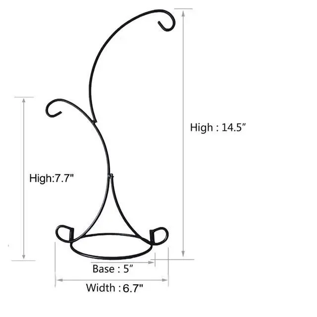 Alt view image 3 of 7 - Ornament Display Stand Iron Pothook Stand for Hanging Glass Terrarium/Picture (Double-Hook, Black)