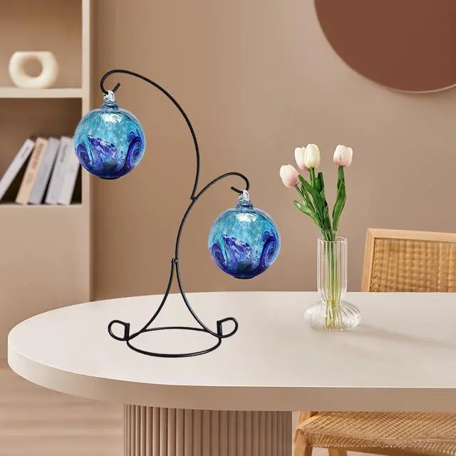 Alt view image 6 of 7 - Ornament Display Stand Iron Pothook Stand for Hanging Glass Terrarium/Picture (Double-Hook, Black)
