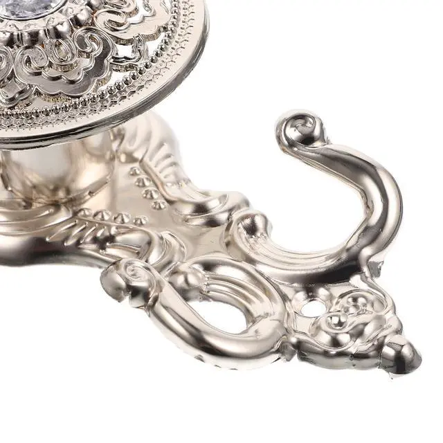 Alt view image 5 of 7 - Rhinestone Curtain Pothooks Set 2Pcs Decorative Silver Alloy Curtain Hooks with Screws for Drapes Window Treatment and Home Decor 5.90X2.36X1.96In