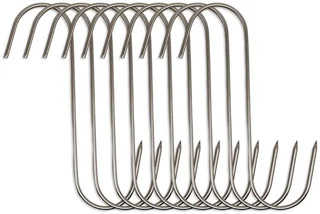 Main image of Meat Hooks, 5.12in Stainless Steel Butcher Hooks, Sausage Pricker for Smoker, Drying, Butchering, BBQ, Grilling (10PCS)