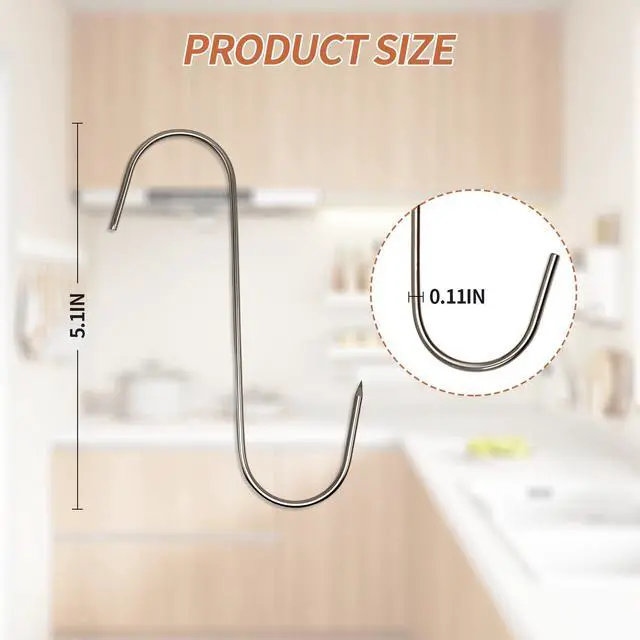 Alt view image 2 of 6 - Meat Hooks, 5.12in Stainless Steel Butcher Hooks, Sausage Pricker for Smoker, Drying, Butchering, BBQ, Grilling (10PCS)